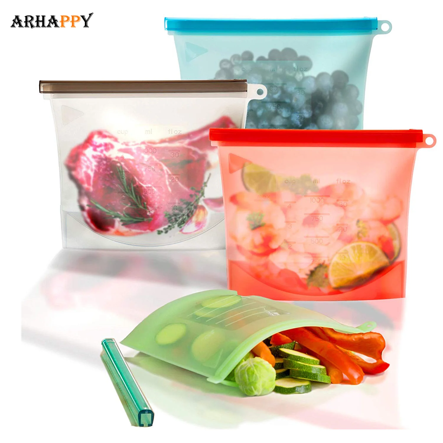 1000 1500 мл многоразовая силиконовая сумка для хранения герметичная еды сэндвич