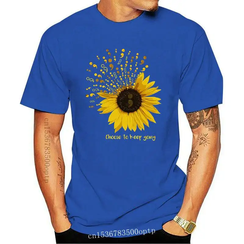 

Choose To Keep Going Semicolon Sunflower Prevention Suicide Awareness Tshirt Gift