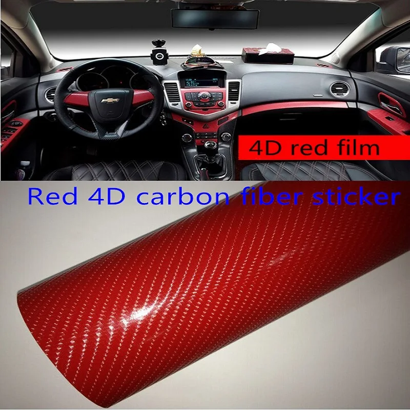 Красная 4D виниловая оберточная пленка из углеродного волокна водонепроницаемая