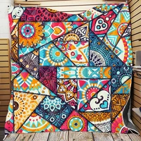 triangle square floral pattern hippie quilted quilt throw blankets gifts tapestry wall decor