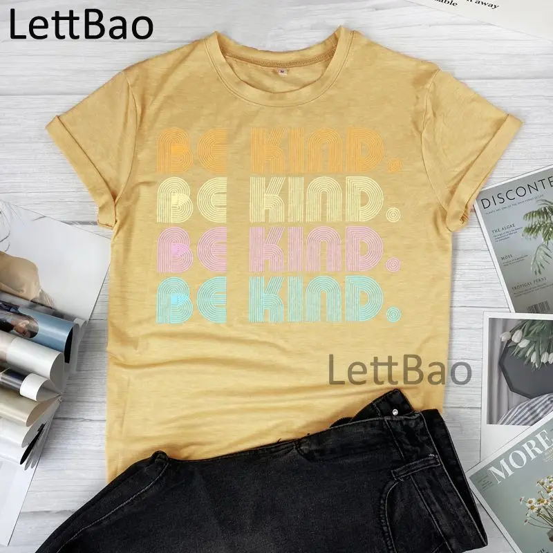 

Be Kind Ulzzang Fashion Women T-shirts Kawaii Printed Women T-Shirts Summer O-Neck Casual Clothing Vogue Short Sleeve Tops Tee