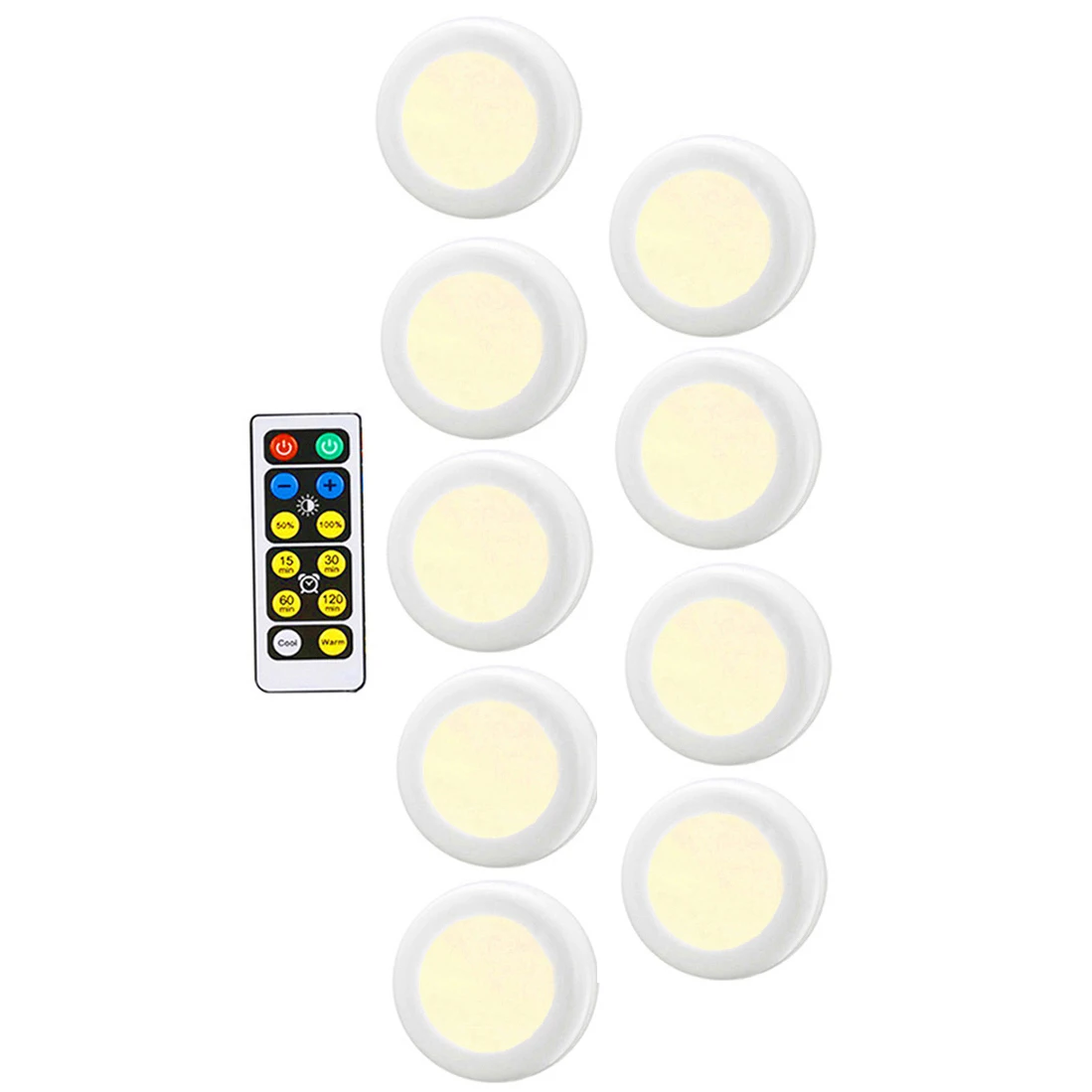 1Lamp 9 Controller Затемняемый теплый белый+ белый двойной цвет сенсорный датчик светодиодный светильник шайба Беспроводная светодиодная подсветка под шкаф кухонный счетчик шкаф светильник - Цвет: 1Lamp 9 Controller