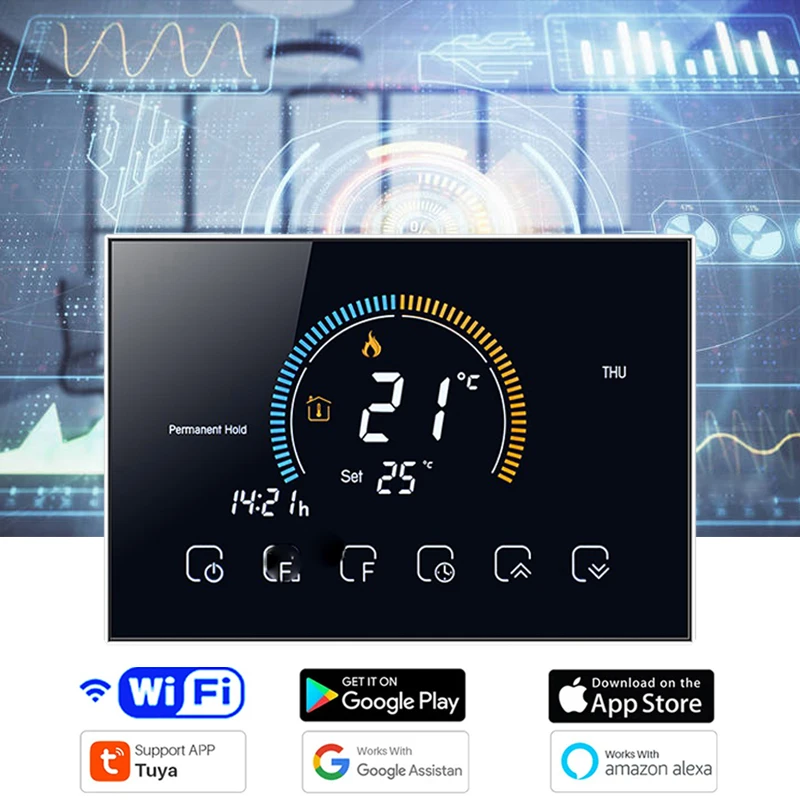 

WiFi Thermostat Programmable Temperature Controller Underfloor Water/Gas Boiler Weather Station Tuya Smart Alexa Voice Control