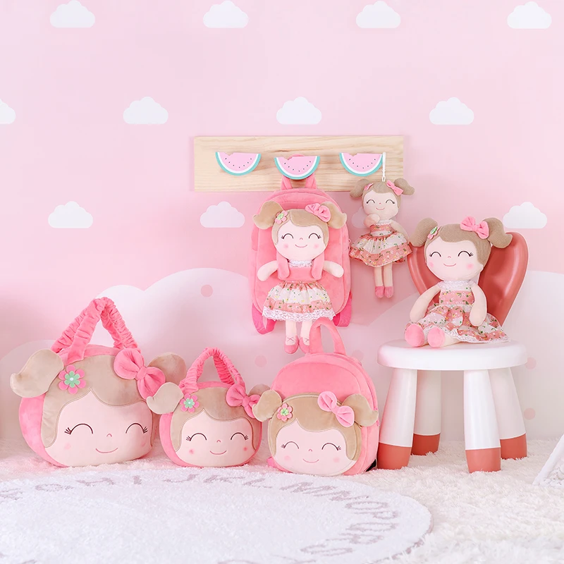 

Gloveleya Plush Dolls School Bag Spring Girl Plush Backpacks For Children Birthday Girl Gifts Kid bag backpack 3 set