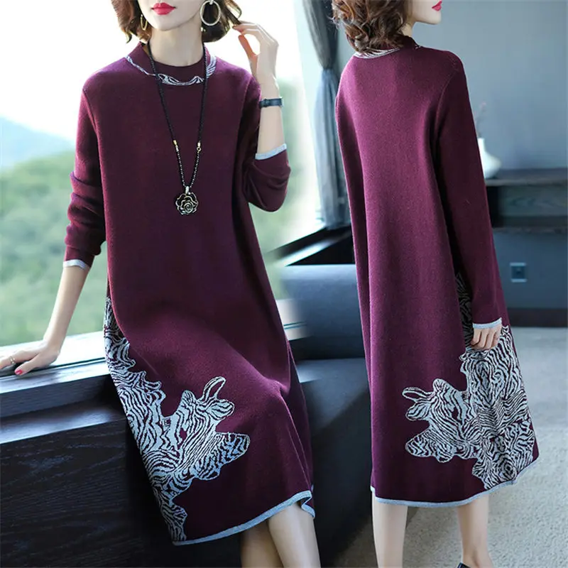Женское осенне зимнее платье свитер новинка 2019 женское благородное вязаное с