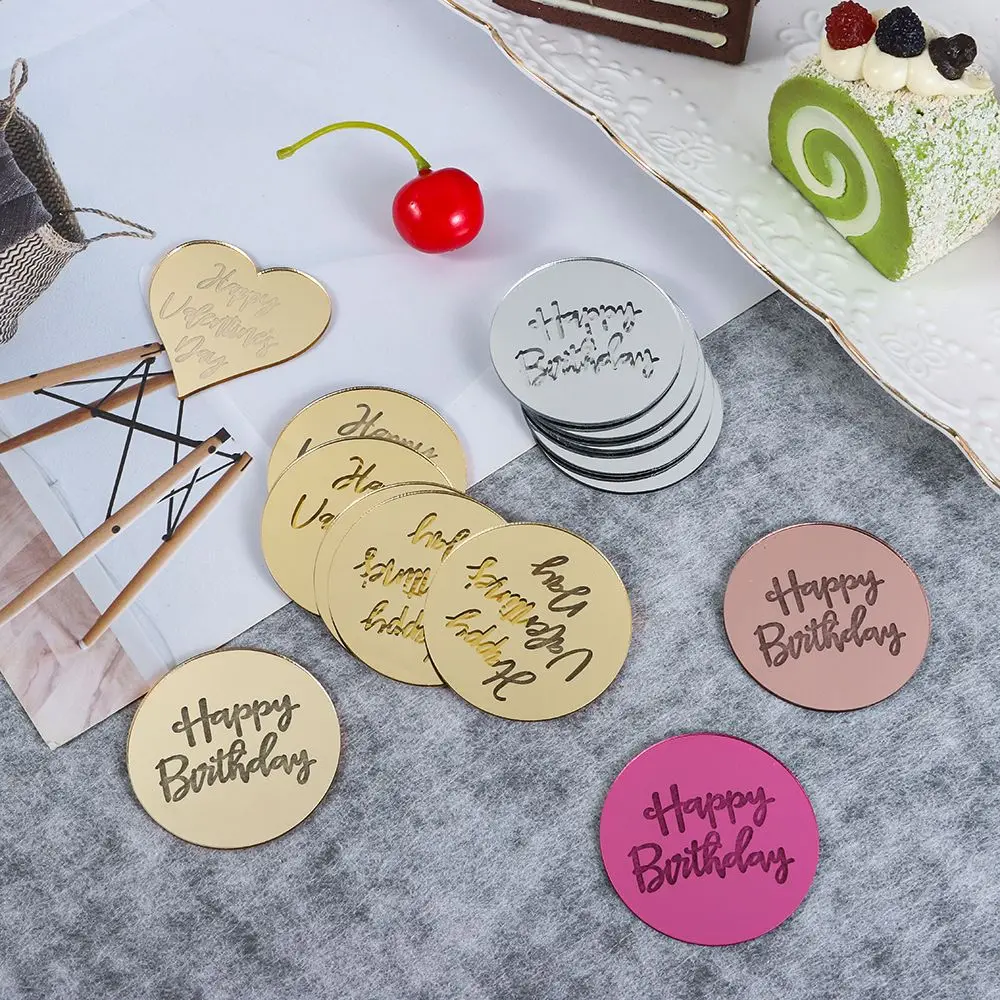 10 шт. акриловые розовые золотые серебряные искусственные круглые топперы для