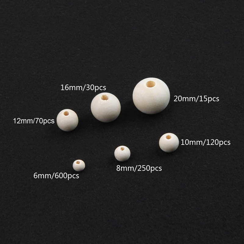 

1085Pcs Wooden Beads Set, Round Wood Beads Loose Beads Set, Boxed Mixed for Jewelry Necklace Bracelet Making DIY Craft
