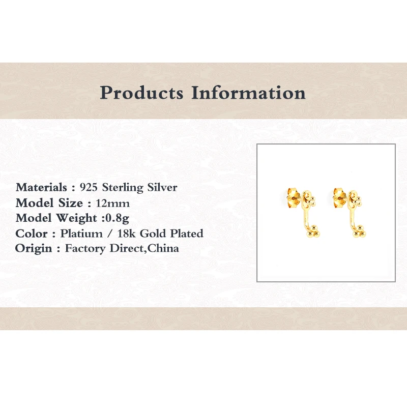 

Aide 925 Sterling Silver Three Beads Ball Stud Earrings For Women Tiny Front Back Earrings Ear Jacket Clips Pendiente Jewelry