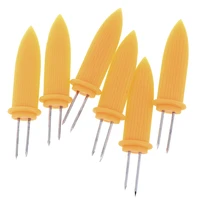 6pcs stainless steel bbq prongs skewers forks corn on the cob holders party kichen accessories kichen tool