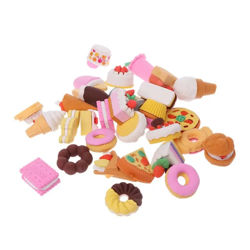

30 30 PCs Collectible Set Of Adorable Puzzle Sweet Dessert Food Cake Erasers For Kids Puzzle Toys Party Favors Treasure Box for