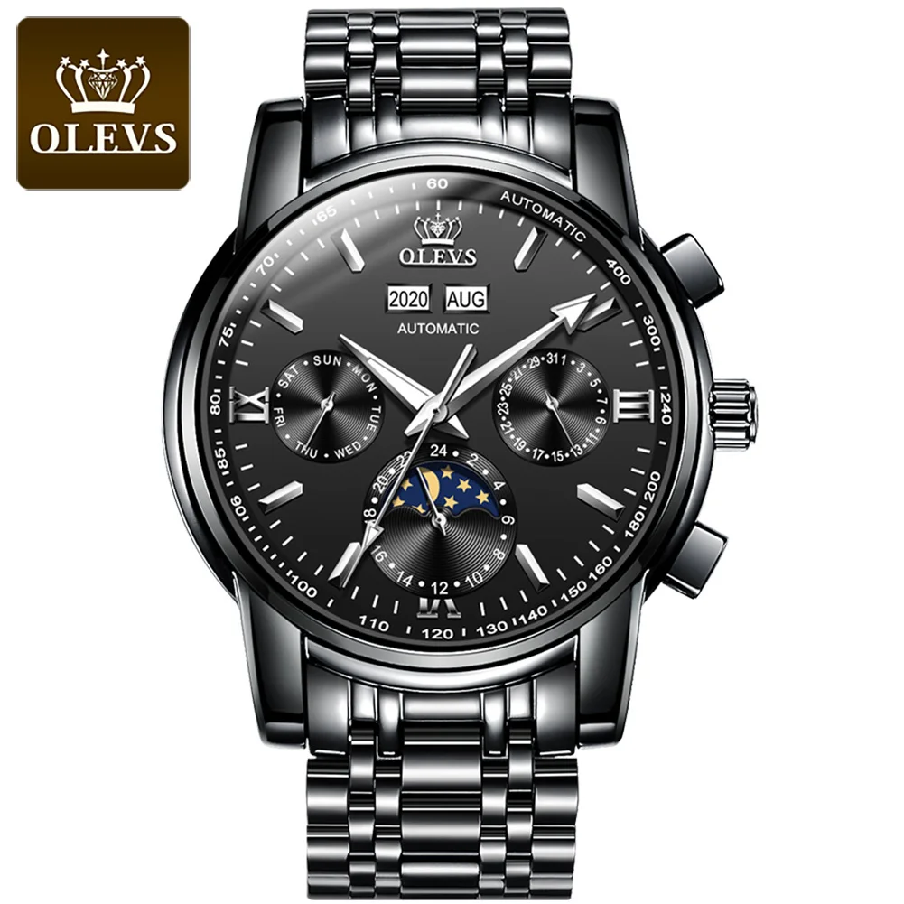 

OLEVS 6633 Men Automatic Mechanical watch Top Brand Luxury Waterproof Business Calendar Moon Phase Male Wristwatches