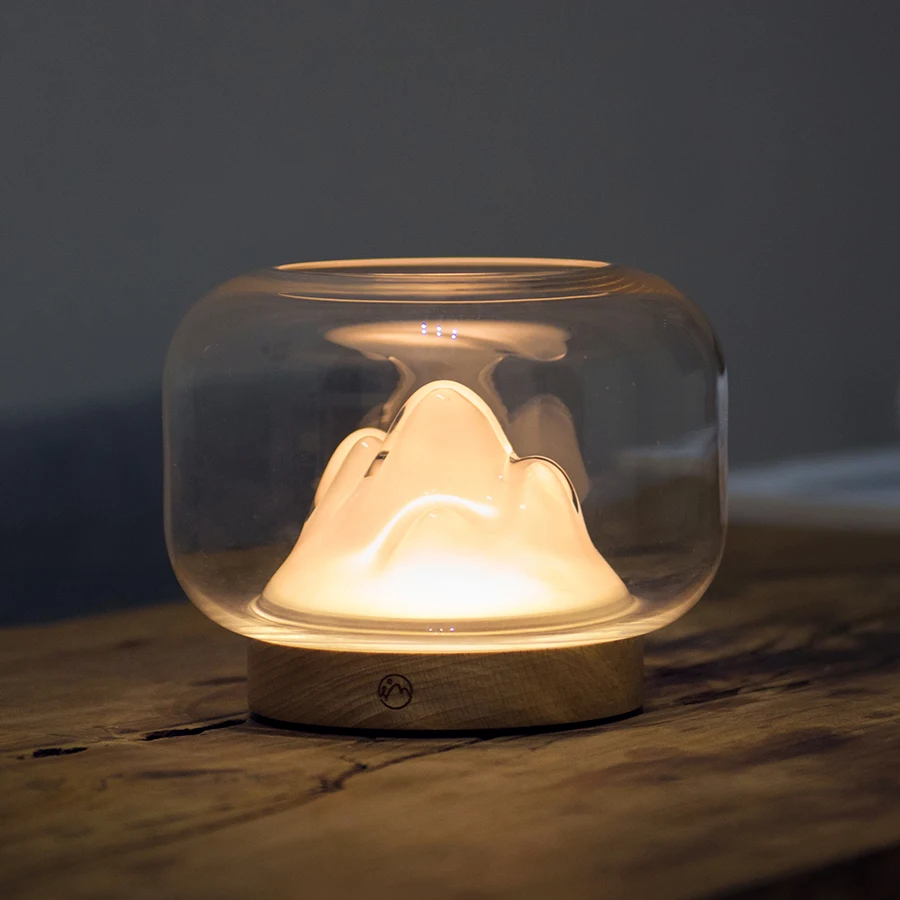 

Warm mountain lamp creative gift decoration atmosphere bedroom bedside table lamp glass fish tank small night lamp birthday gift