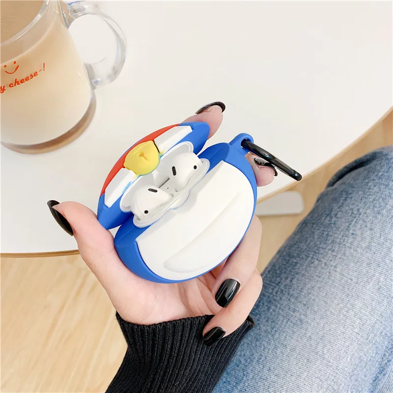3D милые японские Мультяшные Doraemon корпусы гарнитурные для Apple Airpods 1/2 Милые силиконовые ударопрочный наушник крышка аксессуары