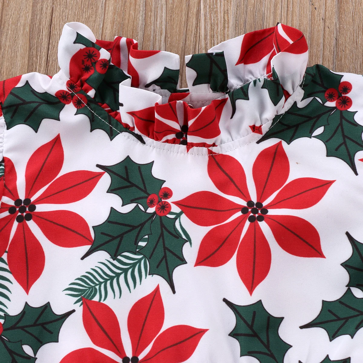 Детское платье принцессы для маленьких девочек с красным цветком зеленым листом