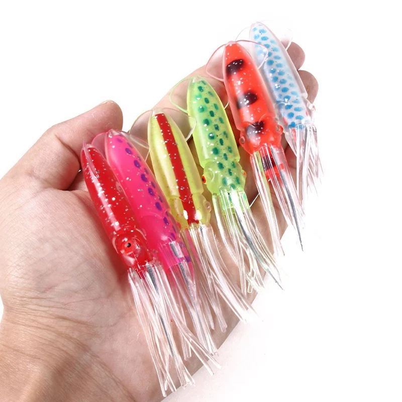 

6pcs/set Artificial Bait Squid / Octopus Shape Reusable Ocean Seawater Fishing Baits Accessories Artificial Bait Fishing Tools