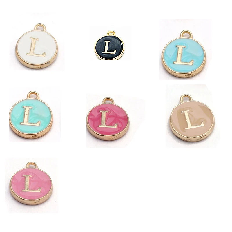 L Ckysee, 10 шт./лот, 12*14 мм, черный, белый, розовый цвет, эмаль, алфавит, начальные буквы, Подвески ручной работы, подвеска для Diy браслета, изготовления ювелирных изделий - Окраска металла: L