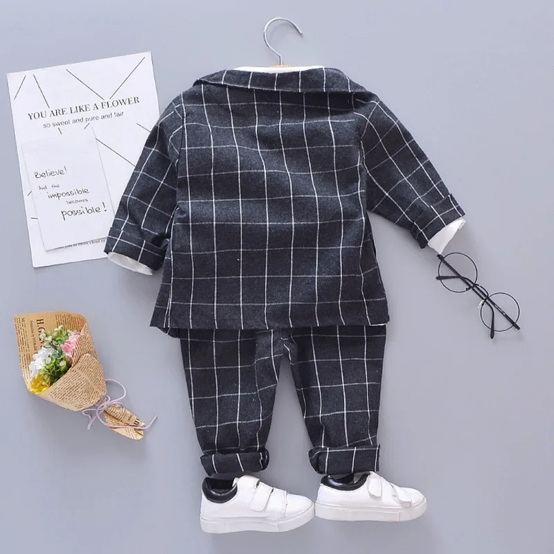 New Spring Autumn Children Gentleman Clothes Kids Boys Cotton Suit T-Shirt Pants 3Pcs/sets Baby Formal Clothing Infant Tracksuit |