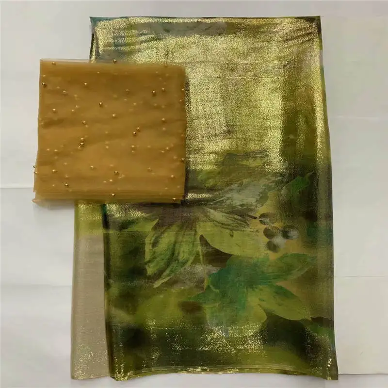 2021atest Fashion Design High Quality Soft African Silk Fabric Sewing Materials For Ladies Party Clothing 5+2 Yards. L5581 - купить по