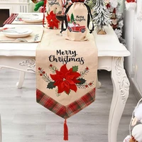 xmas car tree flower tablecloth dinner table runner cover party holiday decor