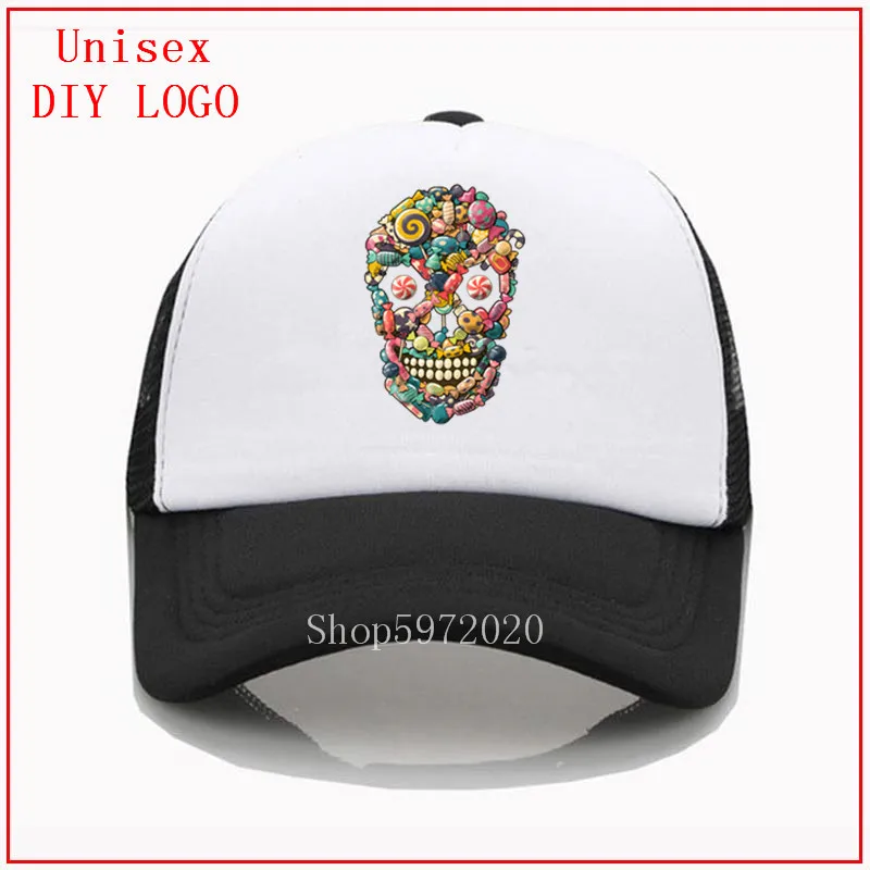 Модная сетчатая Кепка с изображением конфет черепа милой еды принтом бейсболка