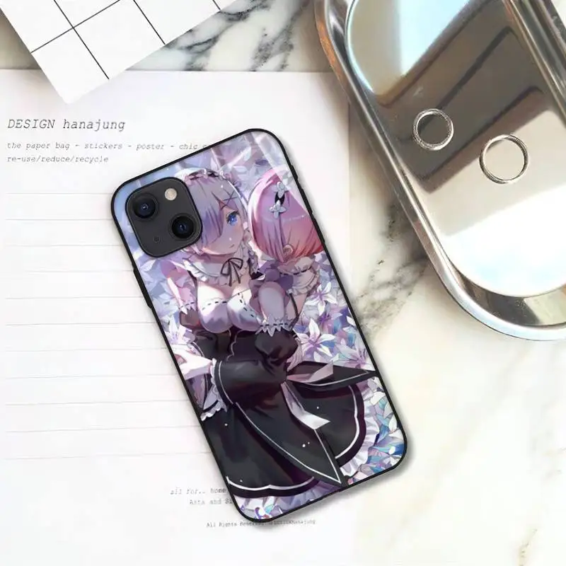 ruichi hot anime rezero ram rem phone case for iphone 11 12 mini 13 pro xs max x 8 7 6s plus 5 se xr shell free global shipping