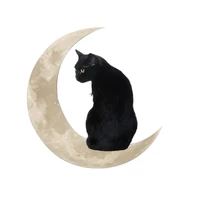 black cat sticker signage moon hanging wall decoration iron lover gift pet gift home decor hangings