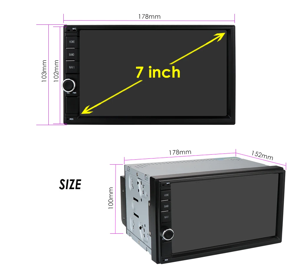 2 Din 7'' Quad core Universal Android 10 2GB RAM Car Radio Stereo GPS Navigation WiFi 1024*600 Touch Screen 2din PC USB Map |