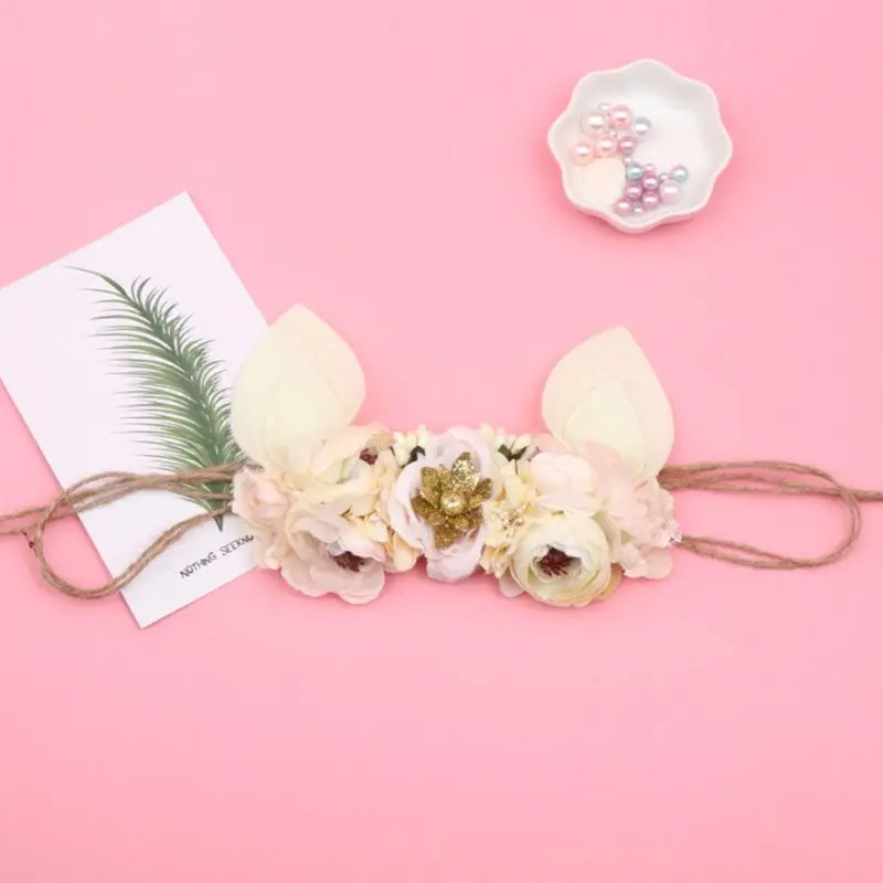 

Baby Artificial Flower Cloth Headband Cute Handmade Easter Bunny Ears Hairband XXFE
