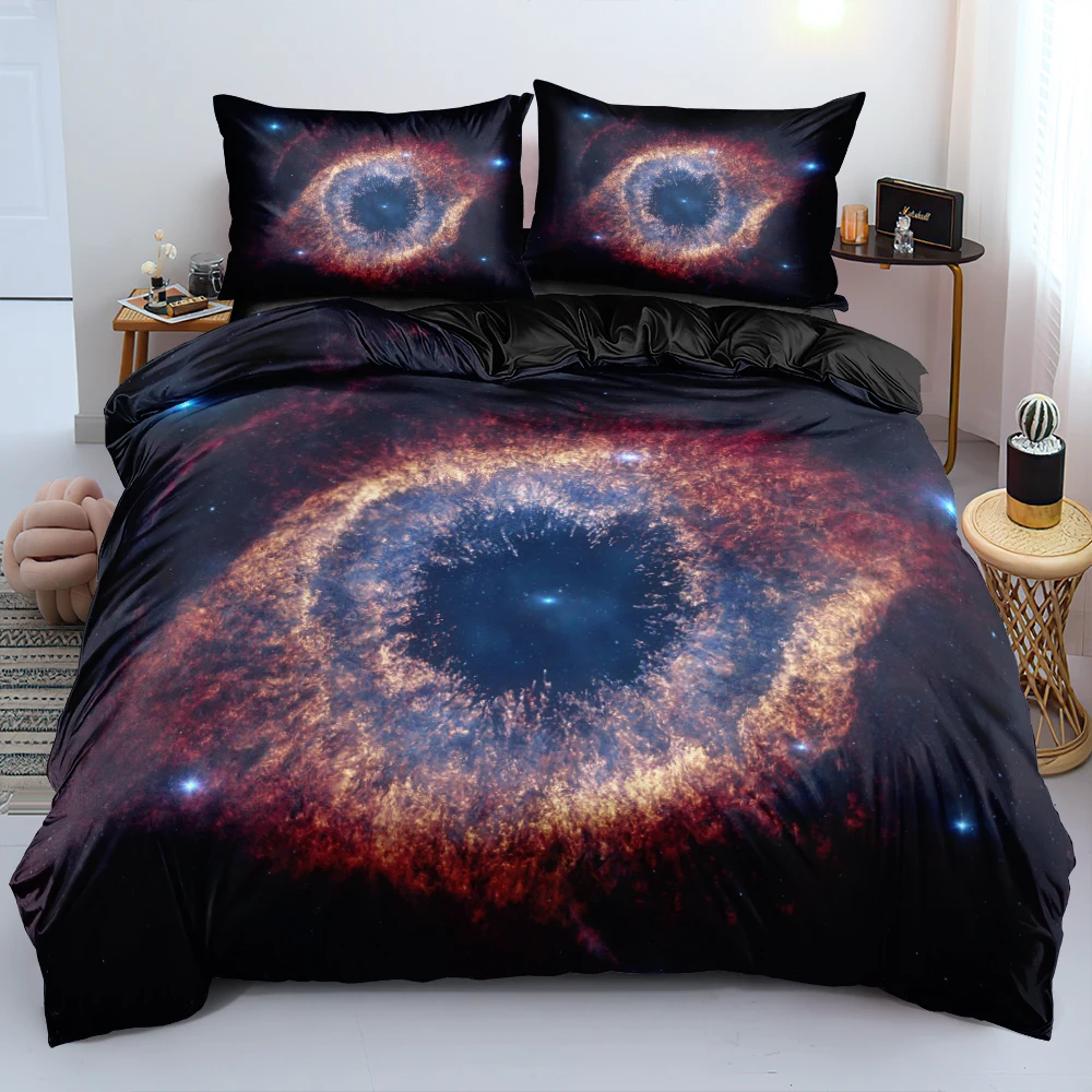 

3D Digital Nebula Bed Linen Single Double King Size 140x210cm Duvet/Quilt Cover Set Double-sided Linens Bed Fashion Decoration