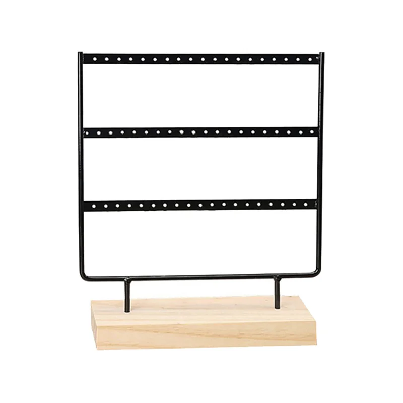 

66-отверстие 3-Слои серьги ящик для хранения с кронштейном, держатель серьги, Подарочная коробка, деревянный стенд для ювелирных изделий/серь...