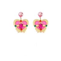 new sweet acrylic long heart earring cute star moon colorful love magic big coloful hot pink earrings for women jewelry