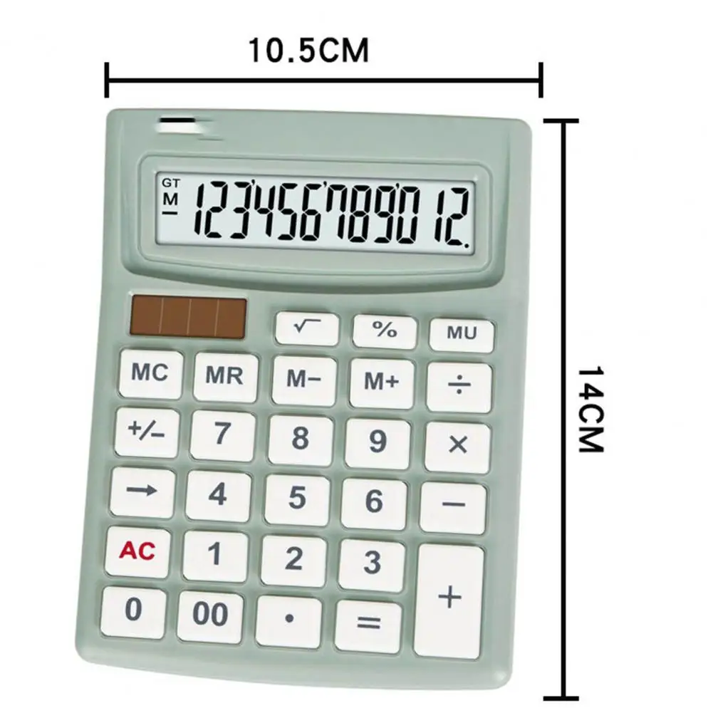 

Stylish Portable Small Calculator LCD Display Large Button ABS Solar 12-Digit Handheld Calculator Office Electronic Calculators
