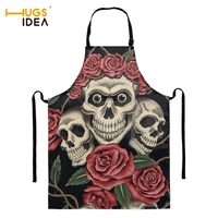 gothic skulls creative pattern printed apron adult baking accessories polyester protective kitchen apron home cleaning tools