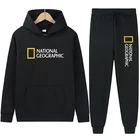 Новинка Осень-зима, мужской повседневный костюм с цветным принтом National Geographic, Мужская толстовка + брюки, спортивная одежда из двух предметов