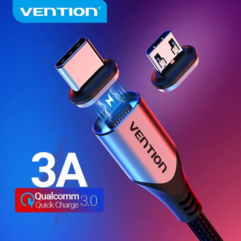 Vention Магнитный зарядный кабель 5A 3A Быстрая зарядка Micro USB кабель Магнит USB Type C зарядный провод для передачи данных на мобильный телефон USB шнур