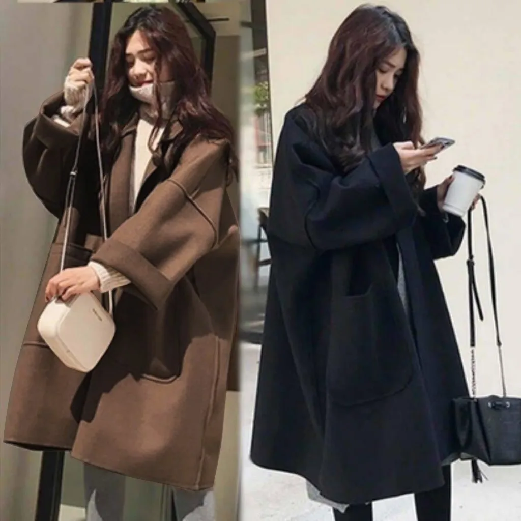 Женский трикотажный кардиган с длинным рукавом свободного покроя|Женские