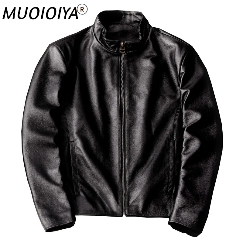 

Новинка 2021, модная осенне-зимняя мужская куртка большого размера, стандартные кожаные куртки, мужское приталенное пальто с воротником-стой...