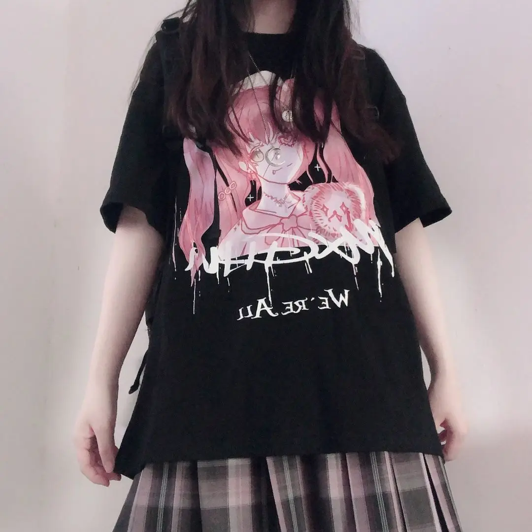 Женская футболка в стиле Харадзюку летняя готическом y2k | одежда