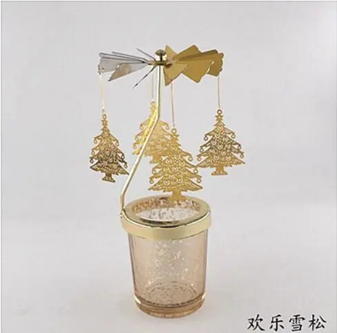 pine christmas tree Подсвечники вращающиеся романтические вращающиеся карусели чайный светильник подсвечник Рождественская елка олень светильник ing домашний Декор подарок - Цвет: pine christmas tree
