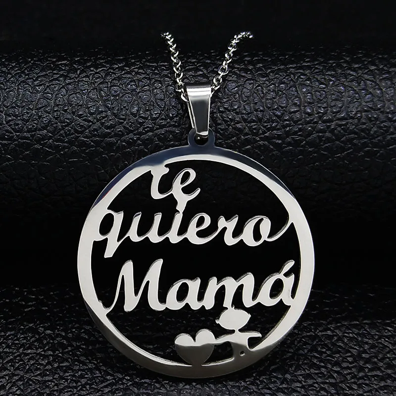 Te Quiero Mama, ожерелье из нержавеющей стали, семейные кулоны для женщин, серебряное ожерелье для мамы и дочки, ювелирные изделия, bisuteria mujer N77527 - Окраска металла: 1Boy SR 50CM O