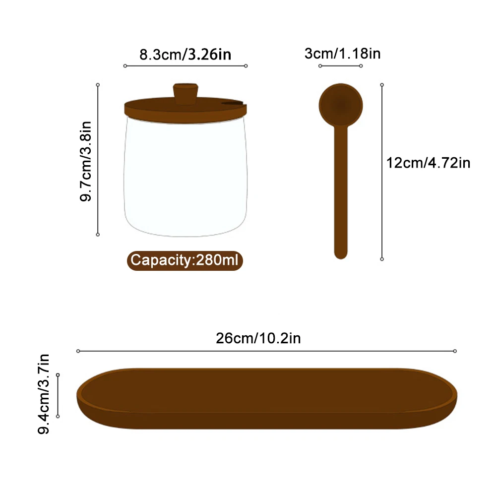

Spice Jars Container Set Wooden Lid Airtight Glass Jar With Spoon Salt Sugar Pepper Herbs BBQ Seasoning Bottle Kitchen Tools