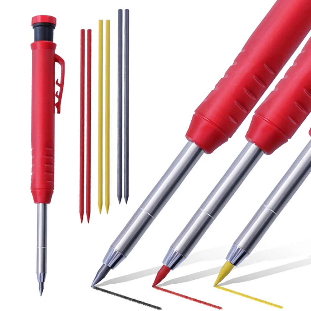 

Деревообрабатывающий механический карандаш с глубоким отверстием, плотник с 6 заправляемыми линиями, маркер, ручка со встроенной точилкой, ...