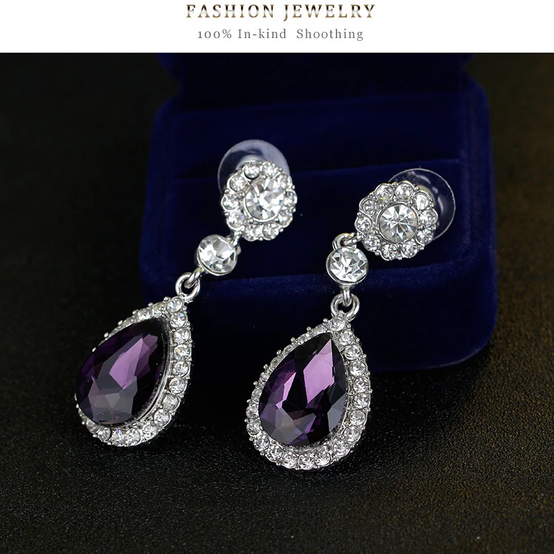 

CINKILE New Fashion 4 Colors Rhinestone Drop Earrings For Women Fashion Jewelry Luxury Accessories Wedding Bridal Earrings Gifts
