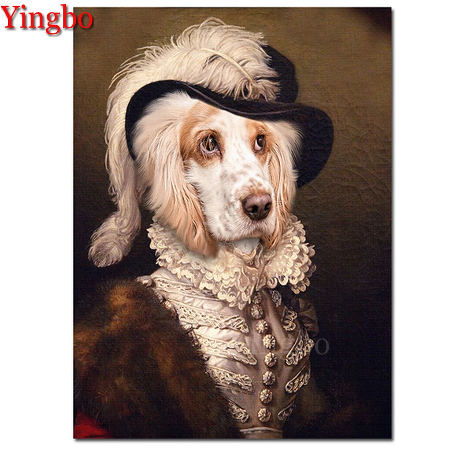 Полноразмерная/круглая 5D алмазная живопись сделай сам животное пудель вышивка