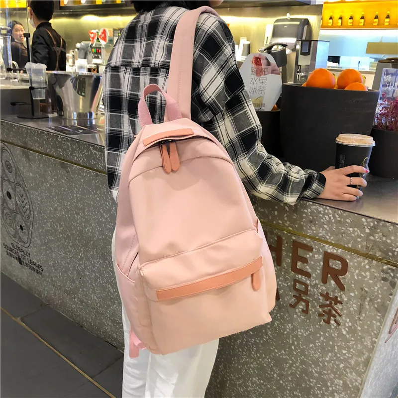 

Japan Style Solid Color Backpack Women New Waterproof Nylon Backpack Shoulder Bags For Teenage Girls Schoolbag Travel Backpack