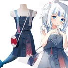 Виртуальный YouTuber Gawr Gura Catshark повседневный наряд для девочек косплей костюм парик