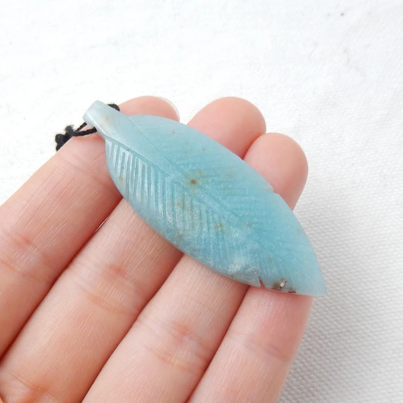 Резной Амазонит в форме листьев натуральный камень ручная работа подвеска