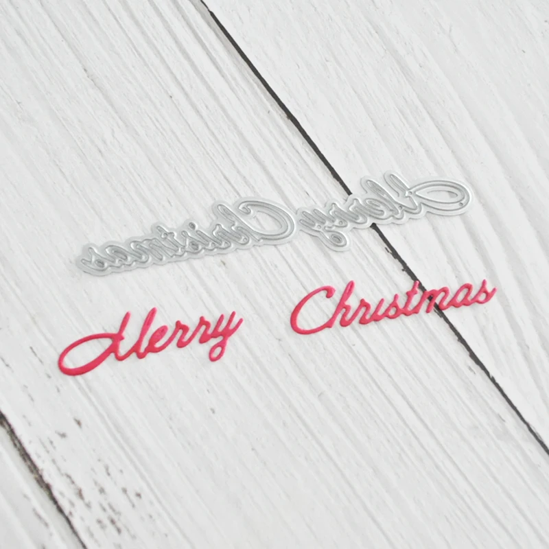 Happymems Счастливого Рождества вырезанные штампы для слов фотоальбом картина