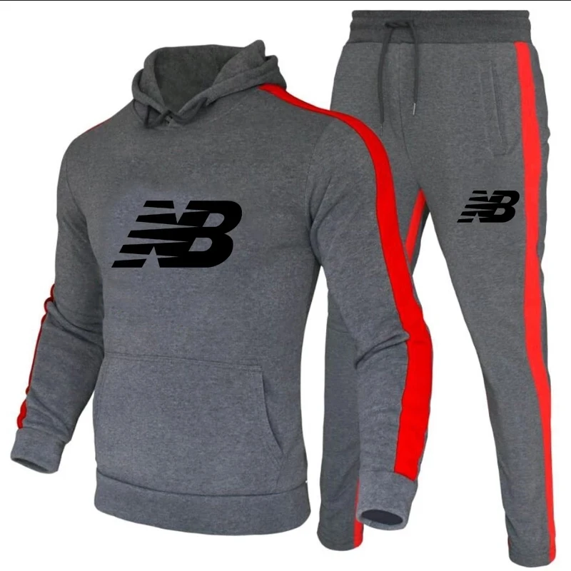 

New NB Sport Men's Brand Tracksuit Autumn Running Hoodie+Pants Sets 2 pieces Sweatshirt Set Gym Clothes Men Suit Men's clothing