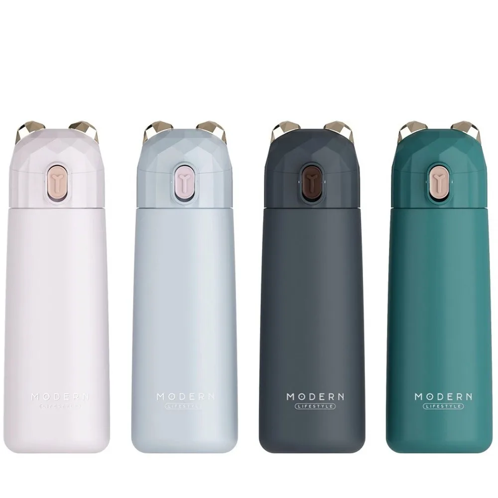 

New 304 Double Wall Insulated Stainless Steel Vacuum Thermos Bottle Cute Bear Cartoon Water Bottle Fashion Couple Thermos Mug
